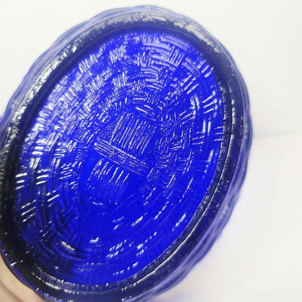 Vintage Hen On Nest Cobalt Blue  Glass Candy Dish 5